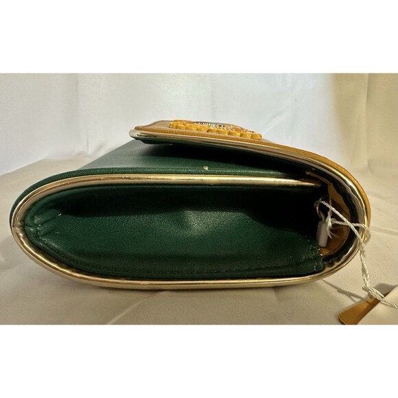 Handbag Republic Classic Clutch W/Gold Crossbody Strap Butterfly Accent 2 Tone - Picture 9 of 13